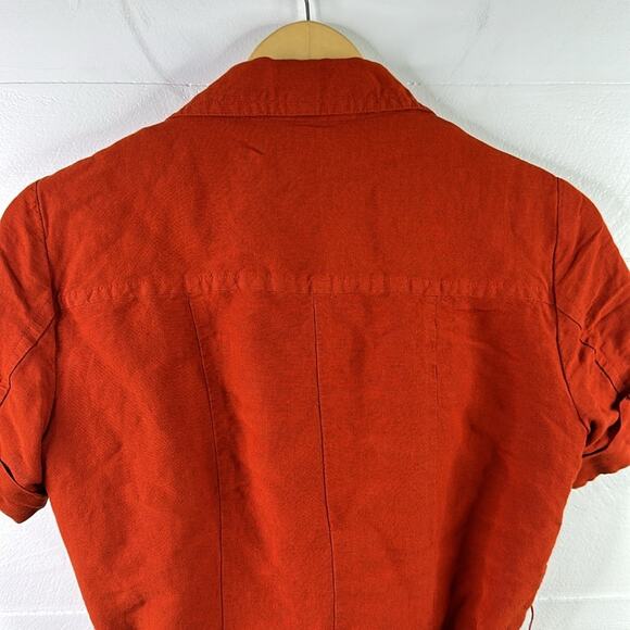 EAST 5TH Burnt Orange Linen Short Sleeve Single Breast Blouse Shirt Top Size S - Picture 3 of 9